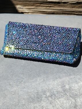 Sparkling Iridescent Hand Bedazzed Rhinestone Glasses Case